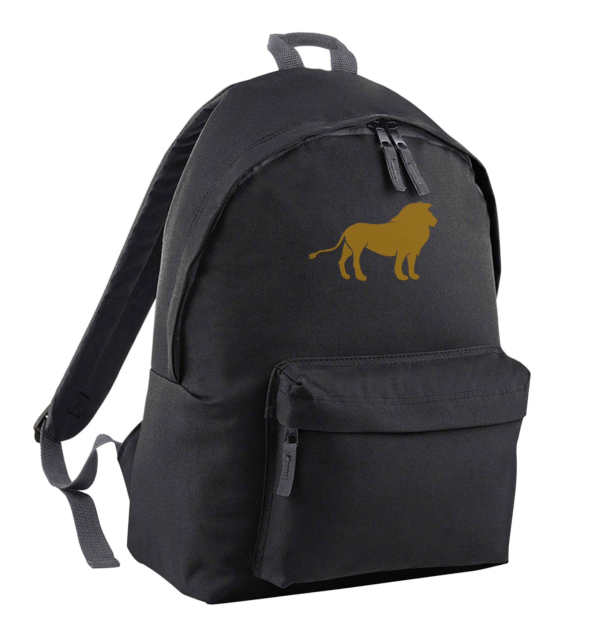 Gold lion black children's backpack