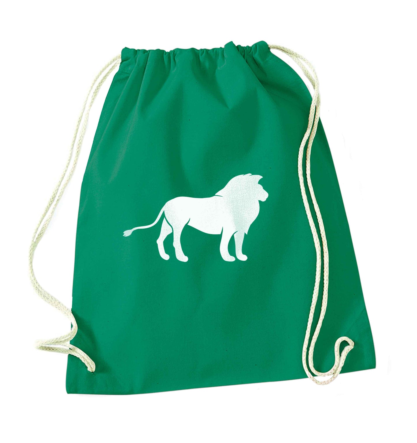 Gold lion green drawstring bag