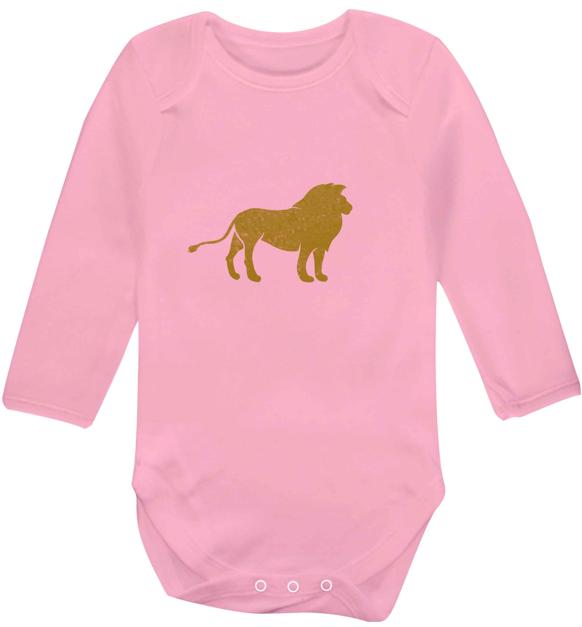 Gold lion baby vest long sleeved pale pink 6-12 months