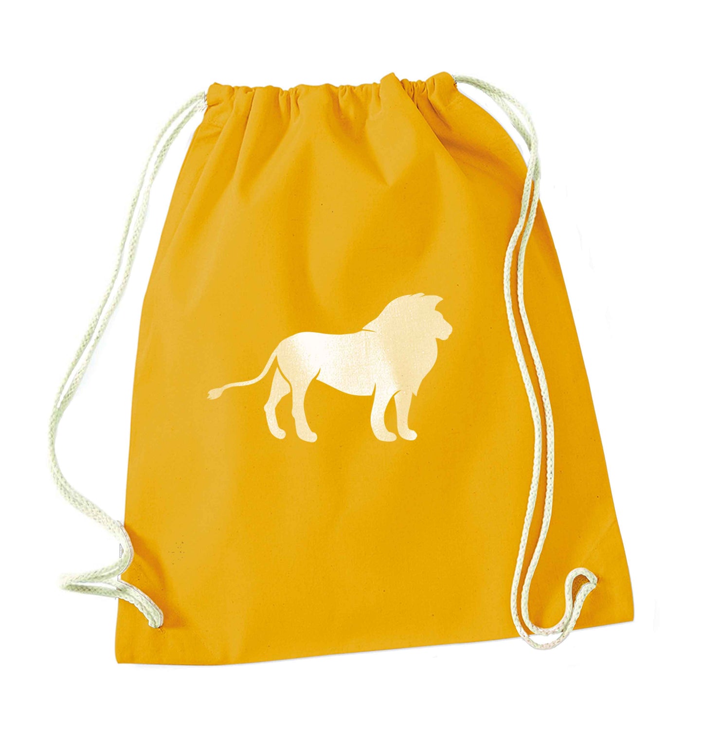 Gold lion mustard drawstring bag
