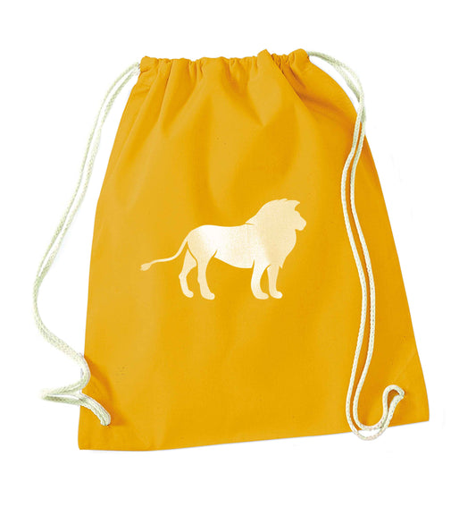 Gold lion mustard drawstring bag