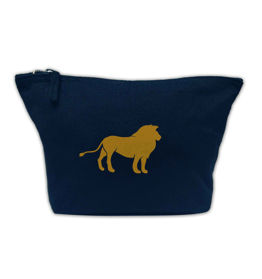 Gold lion navy makeup bag