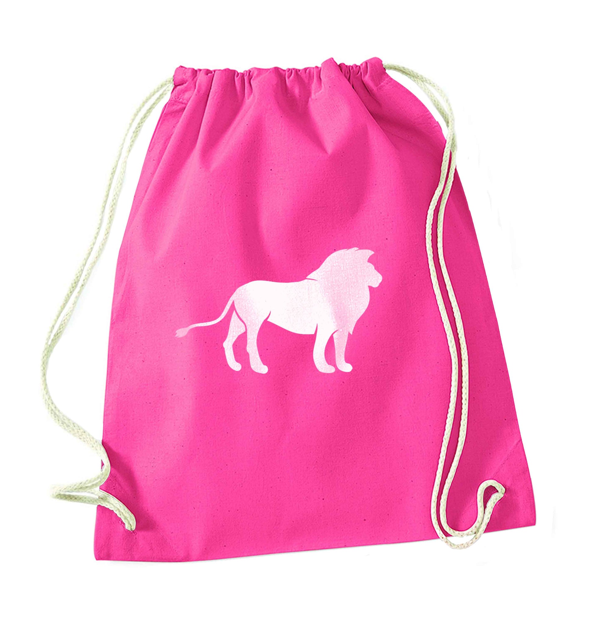 Gold lion pink drawstring bag