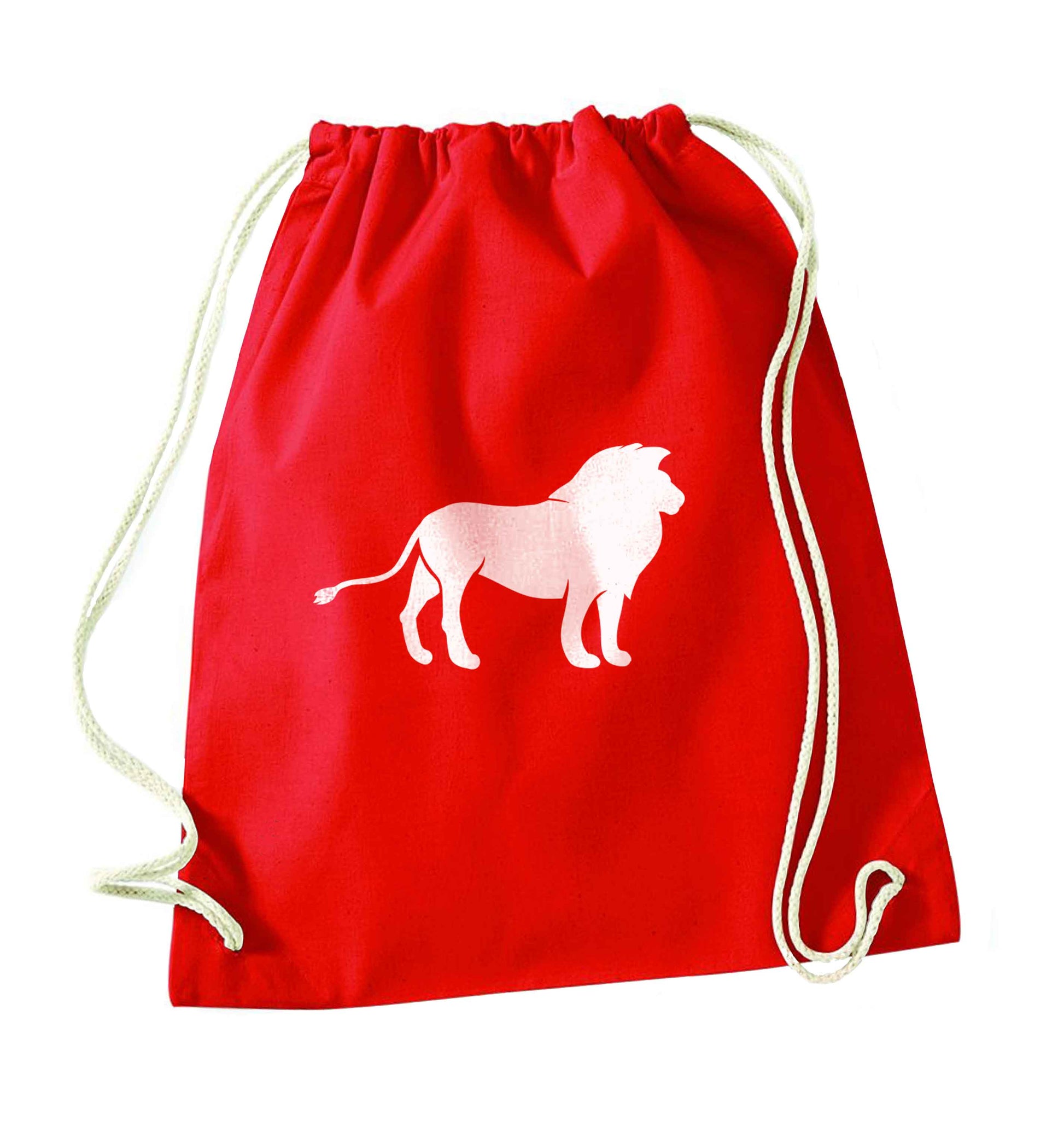 Gold lion red drawstring bag 