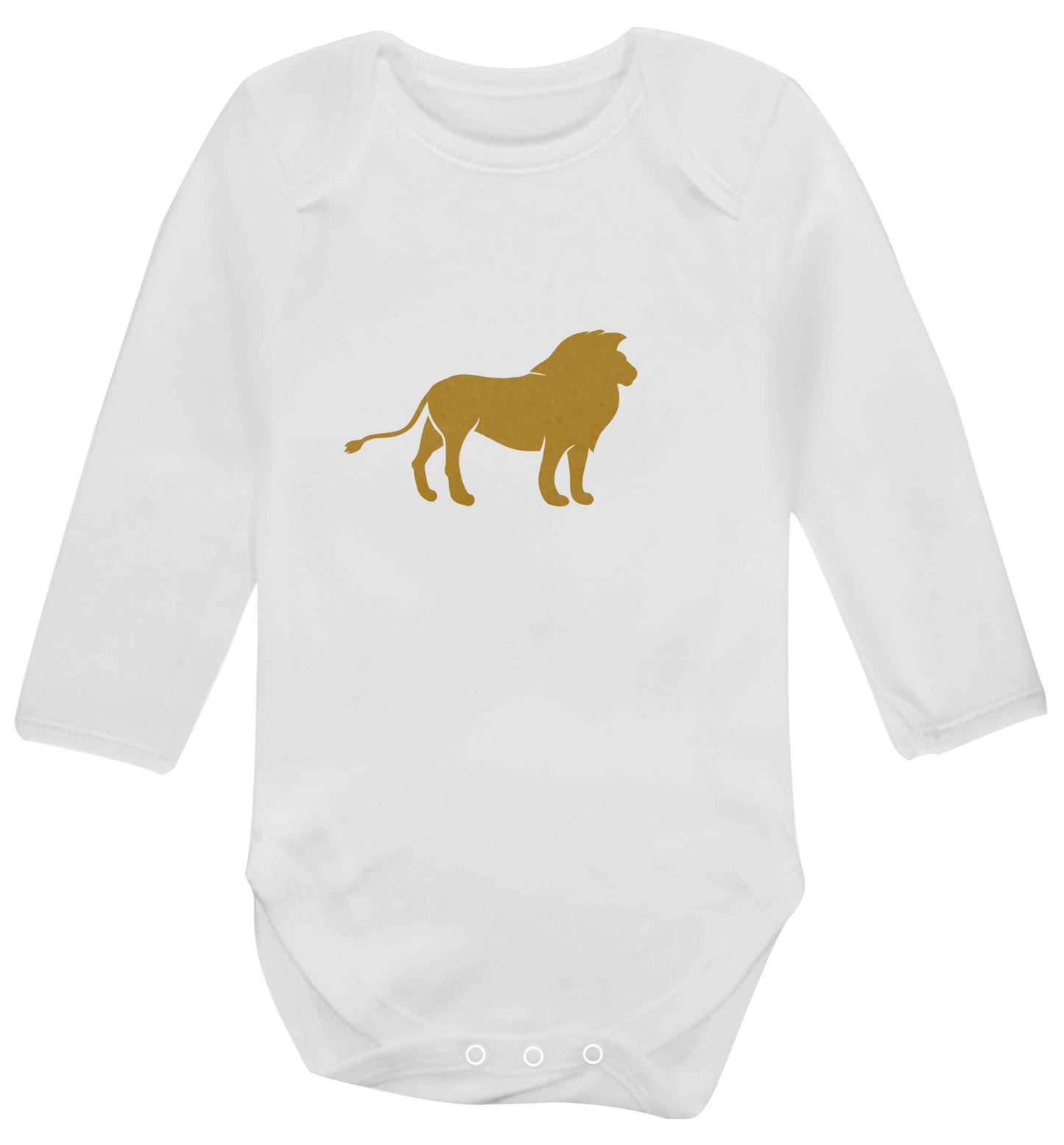 Gold lion baby vest long sleeved white 6-12 months