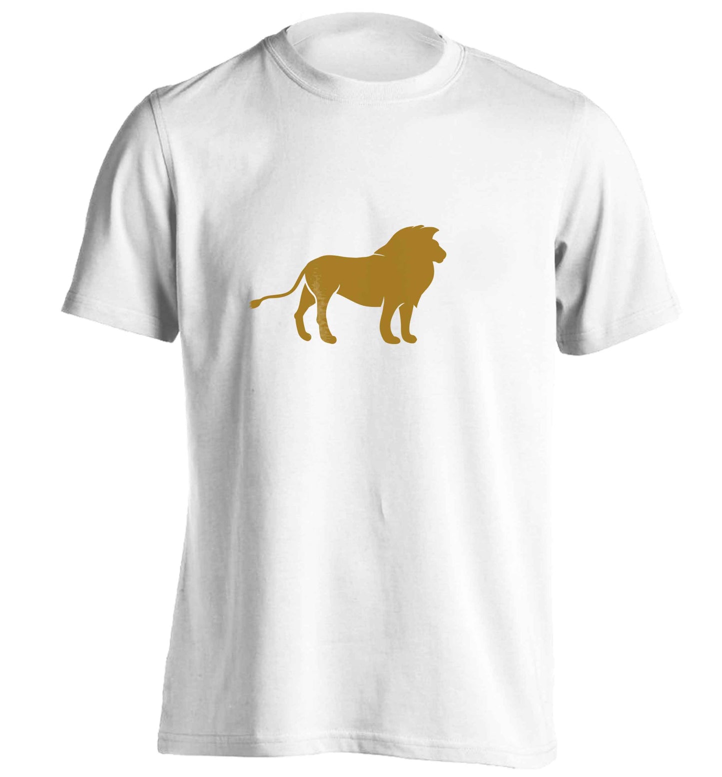 Gold lion adults unisex white Tshirt 2XL