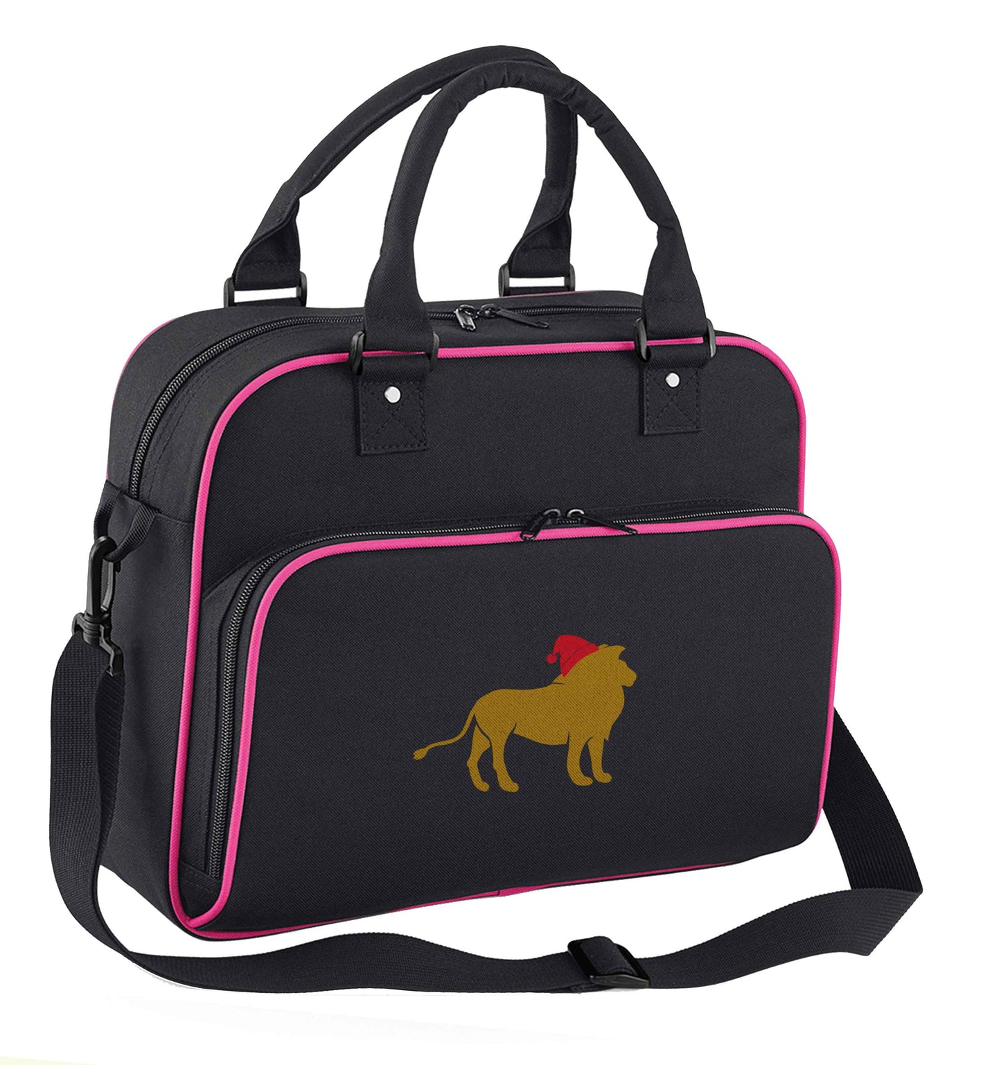 Gold lion santa children's dance bag black with pink detail