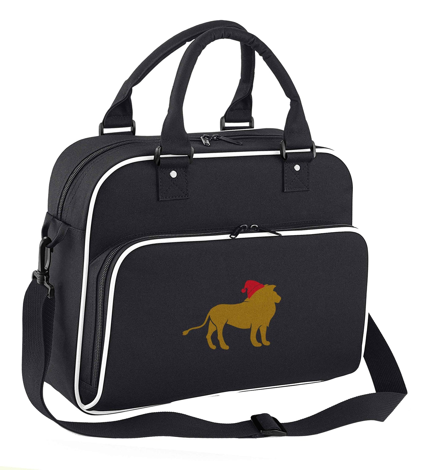 Gold lion santa children's dance bag black with white detail