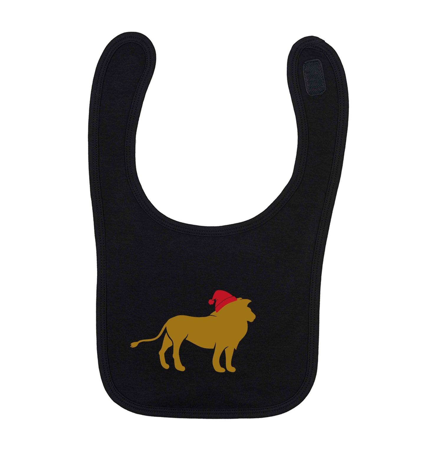 Gold lion santa black baby bib