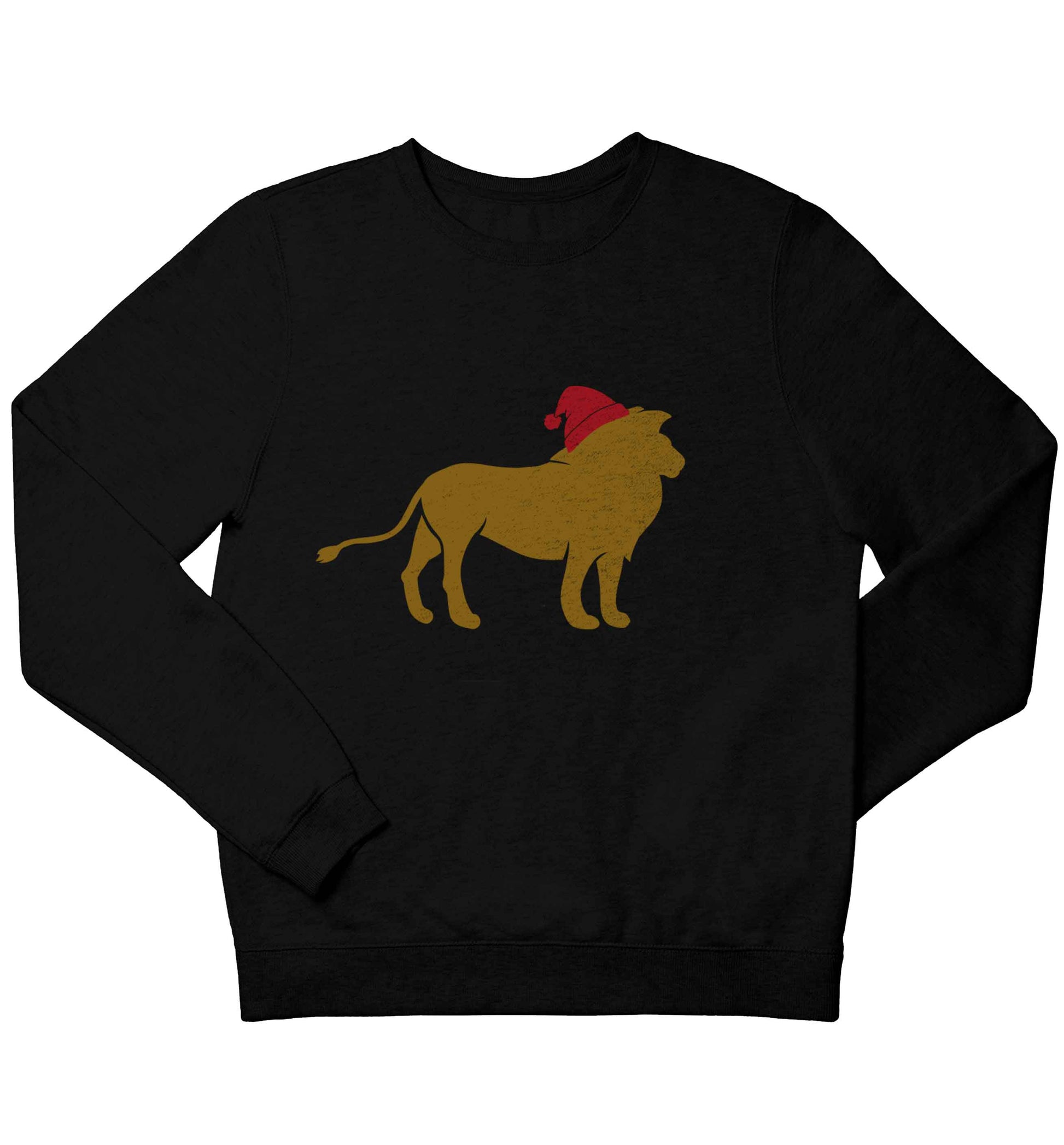 Gold lion santa children's black sweater 12-13 Years