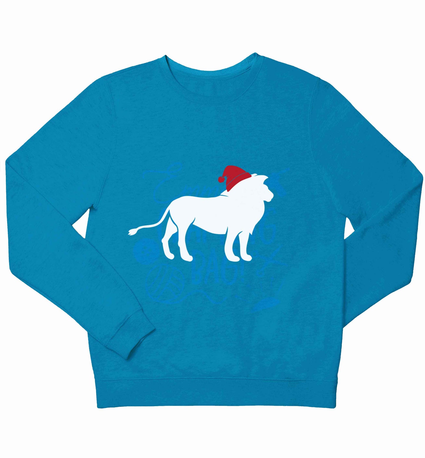 Gold lion santa children's blue sweater 12-13 Years