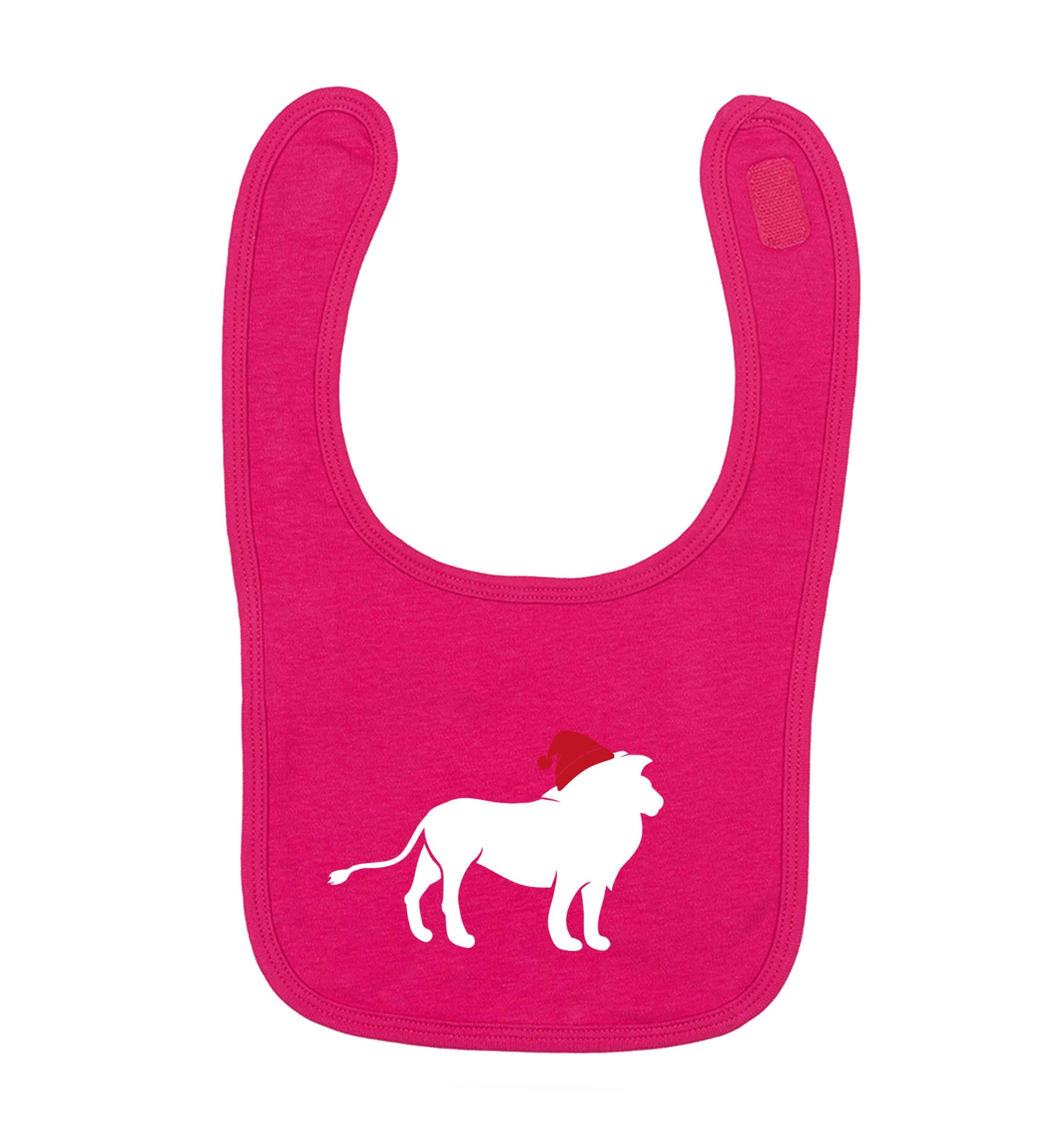 Gold lion santa dark pink baby bib