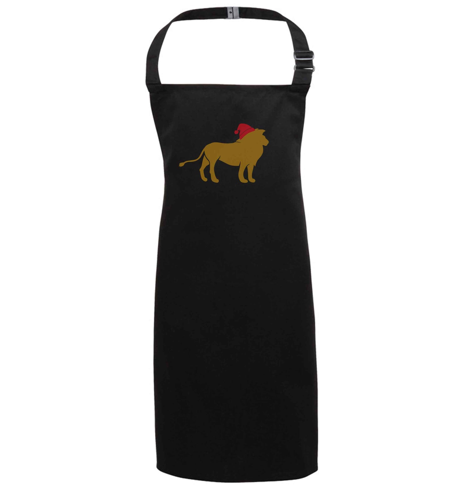 Gold lion santa black apron 7-10 years