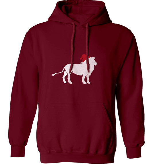 Gold lion santa adults unisex maroon hoodie 2XL