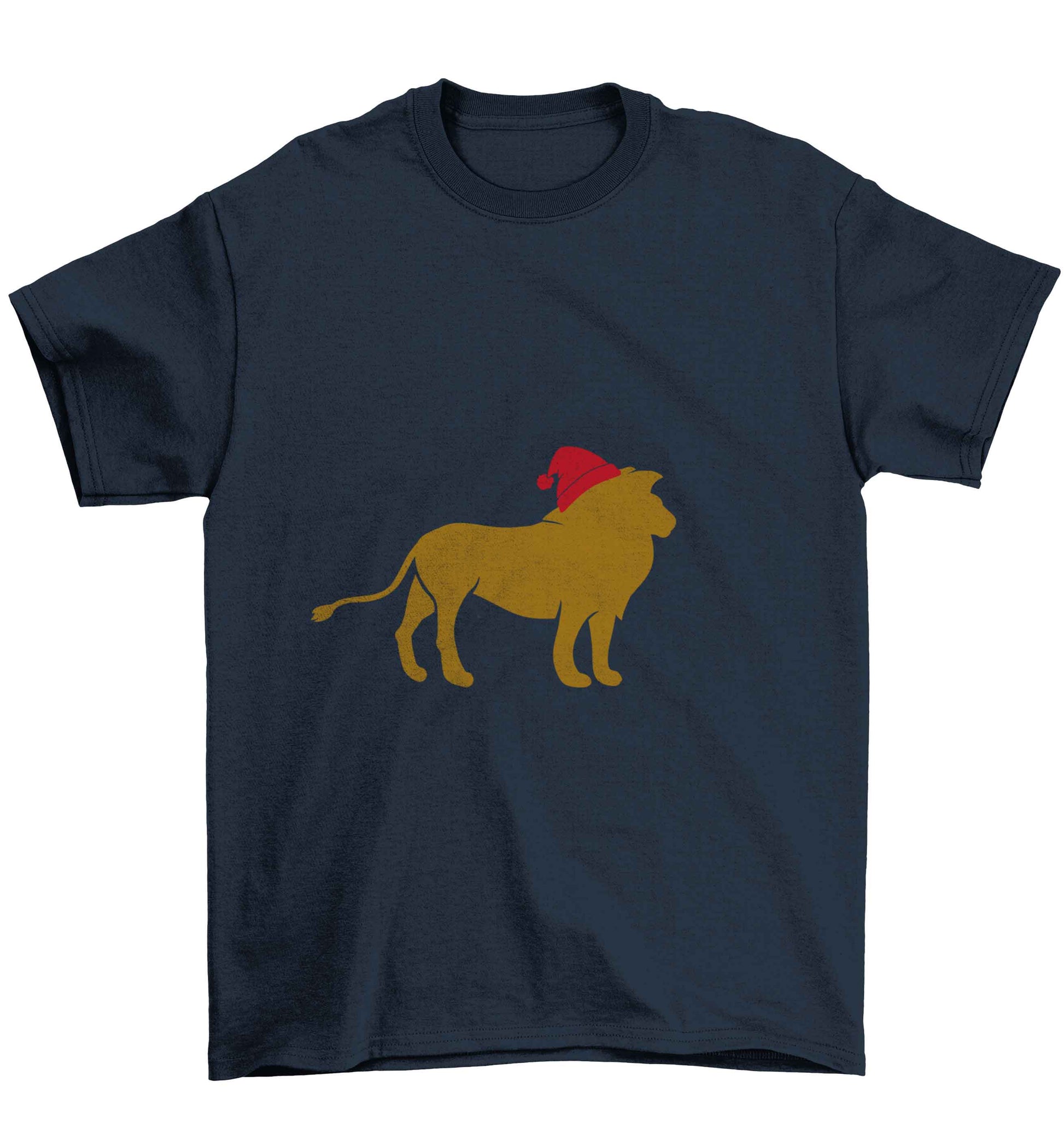 Gold lion santa Children's navy Tshirt 12-13 Years