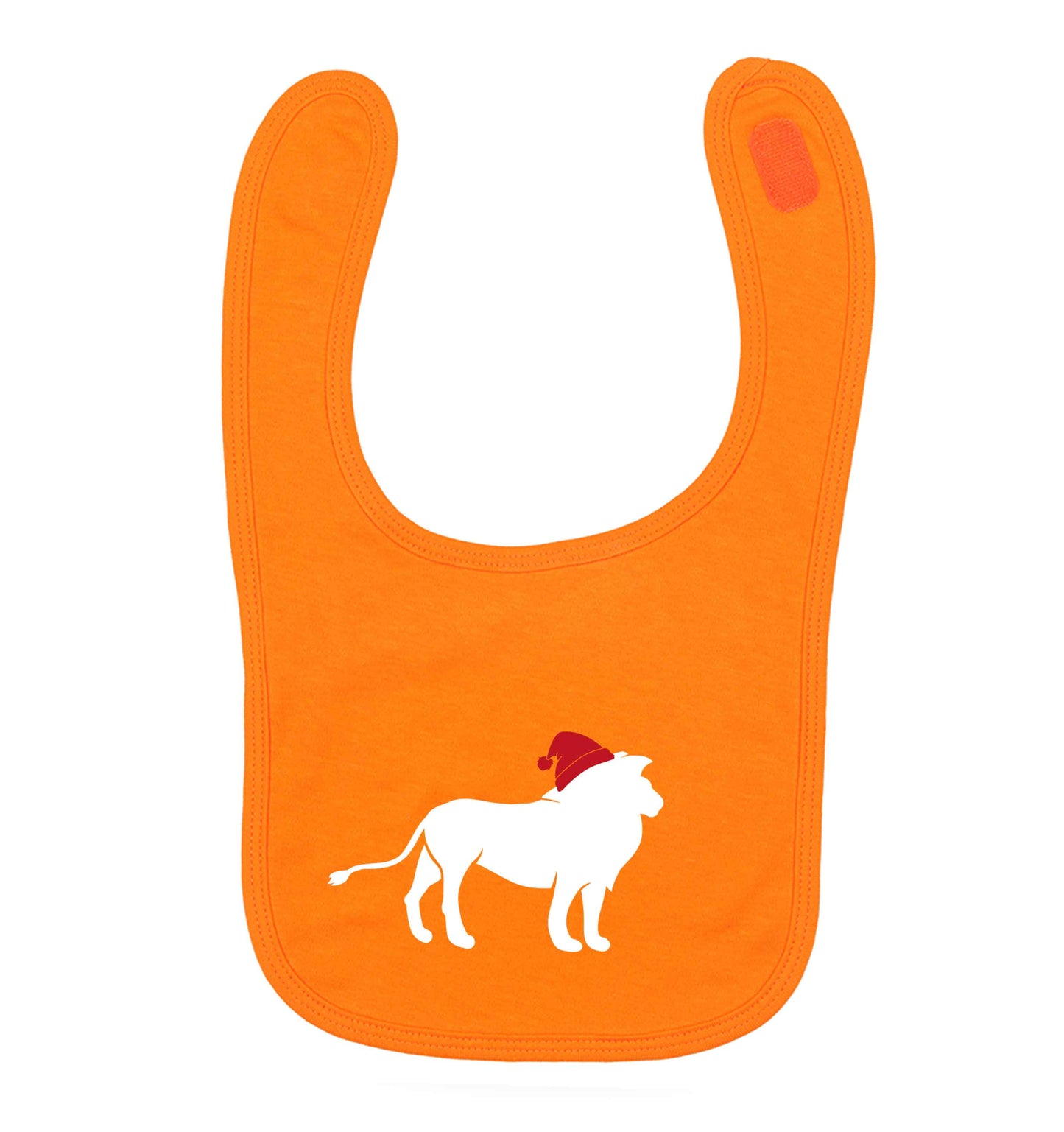 Gold lion santa orange baby bib