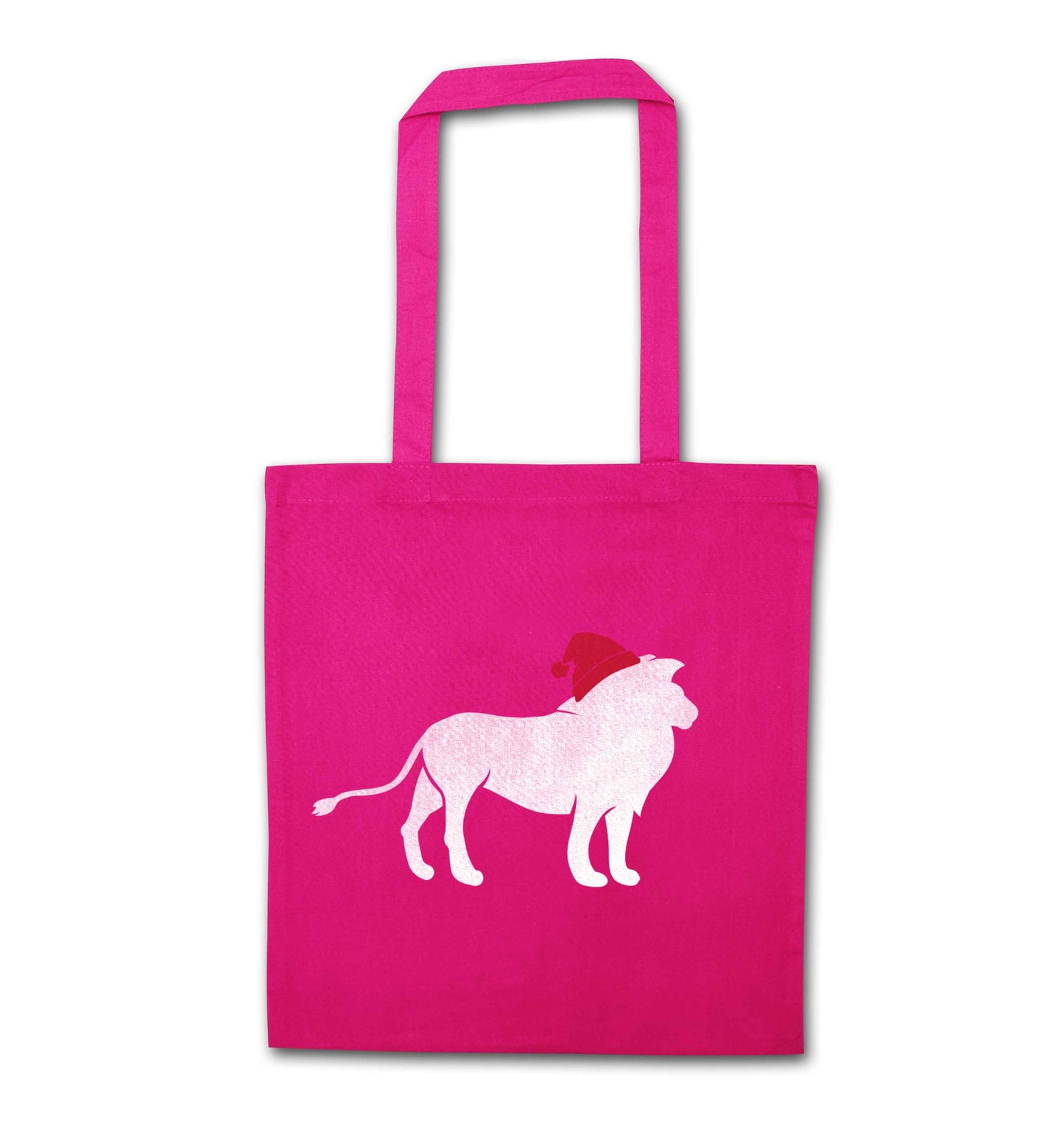 Gold lion santa pink tote bag