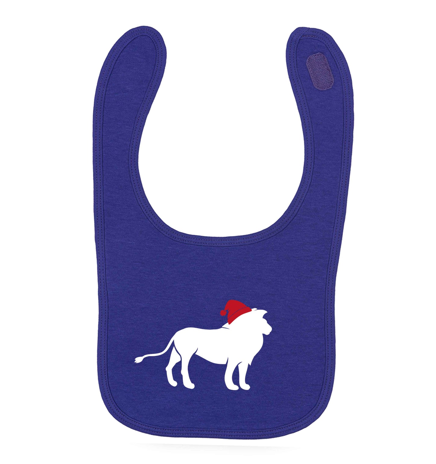Gold lion santa purple baby bib
