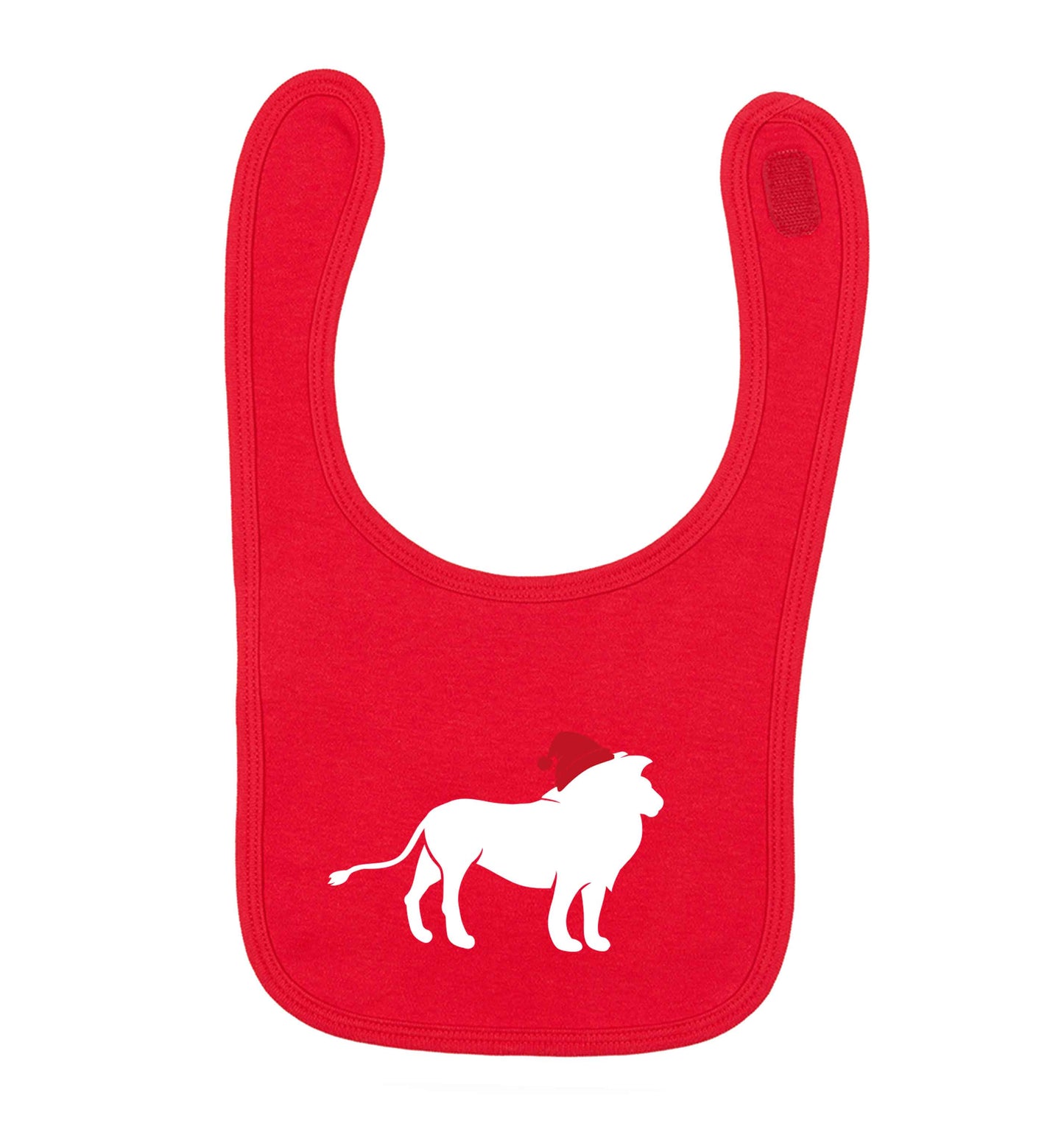 Gold lion santa red baby bib