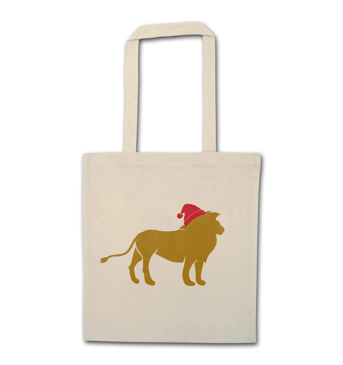 Gold lion santa natural tote bag