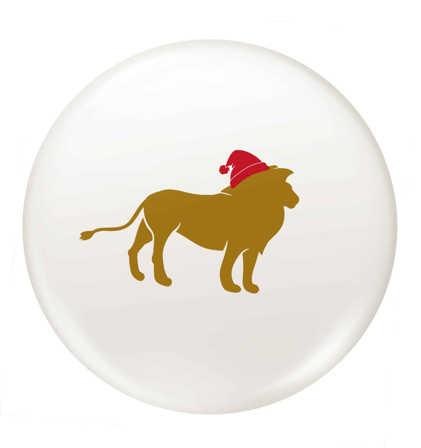 Gold lion santa small 25mm Pin badge