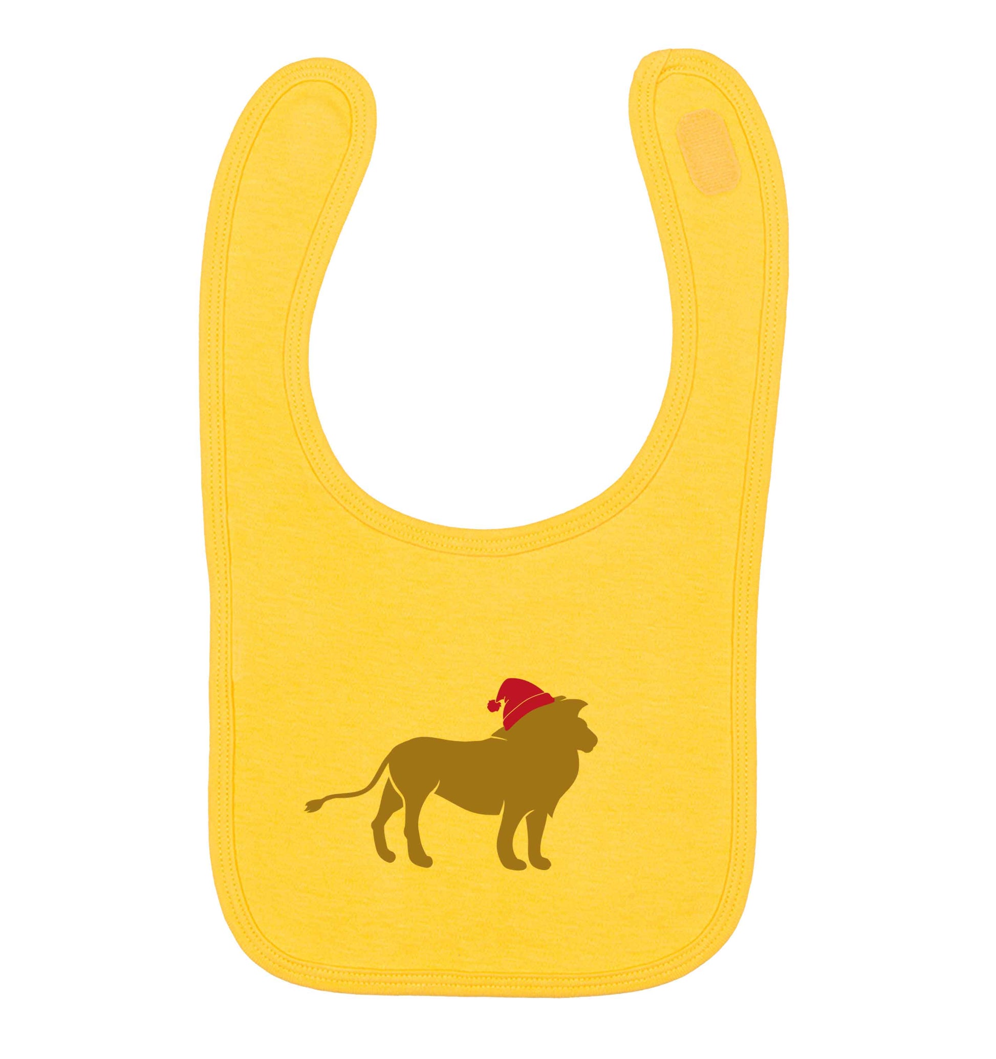 Gold lion santa yellow baby bib
