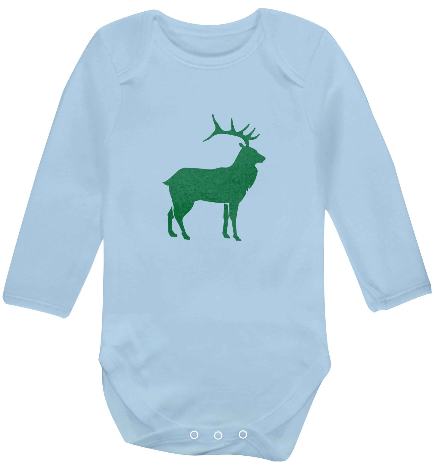Green stag baby vest long sleeved pale blue 6-12 months
