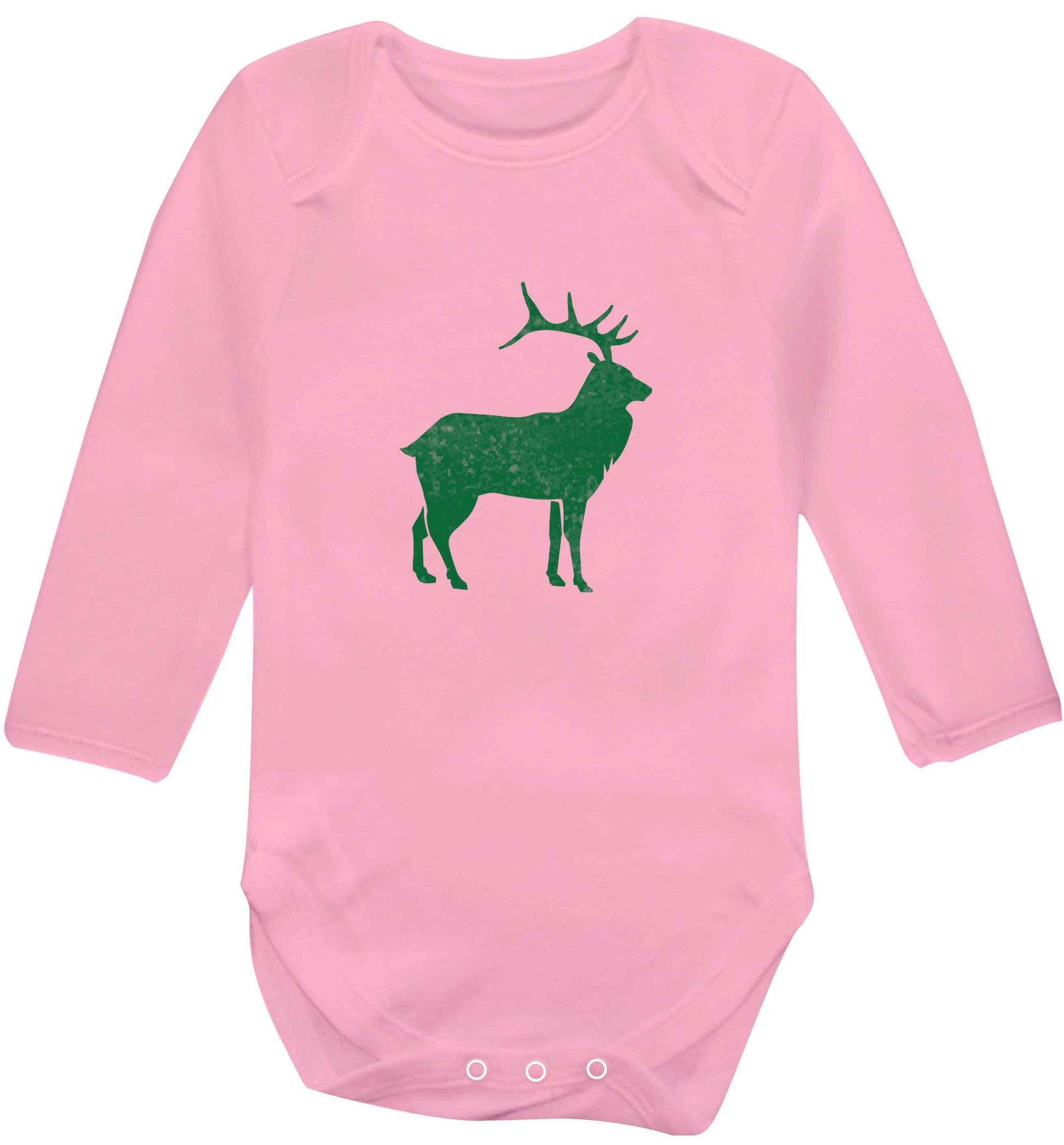 Green stag baby vest long sleeved pale pink 6-12 months