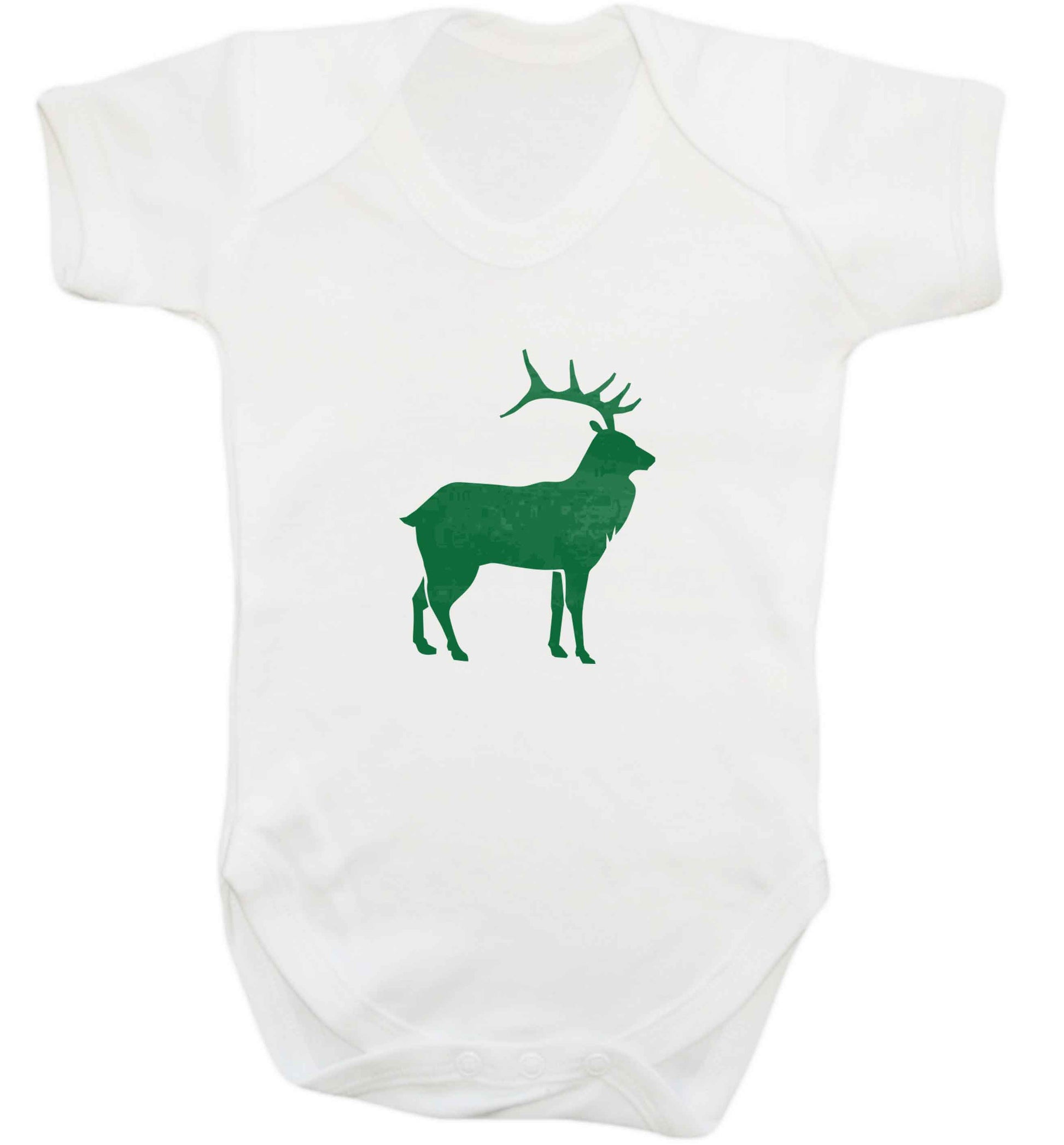 Green stag baby vest white 18-24 months