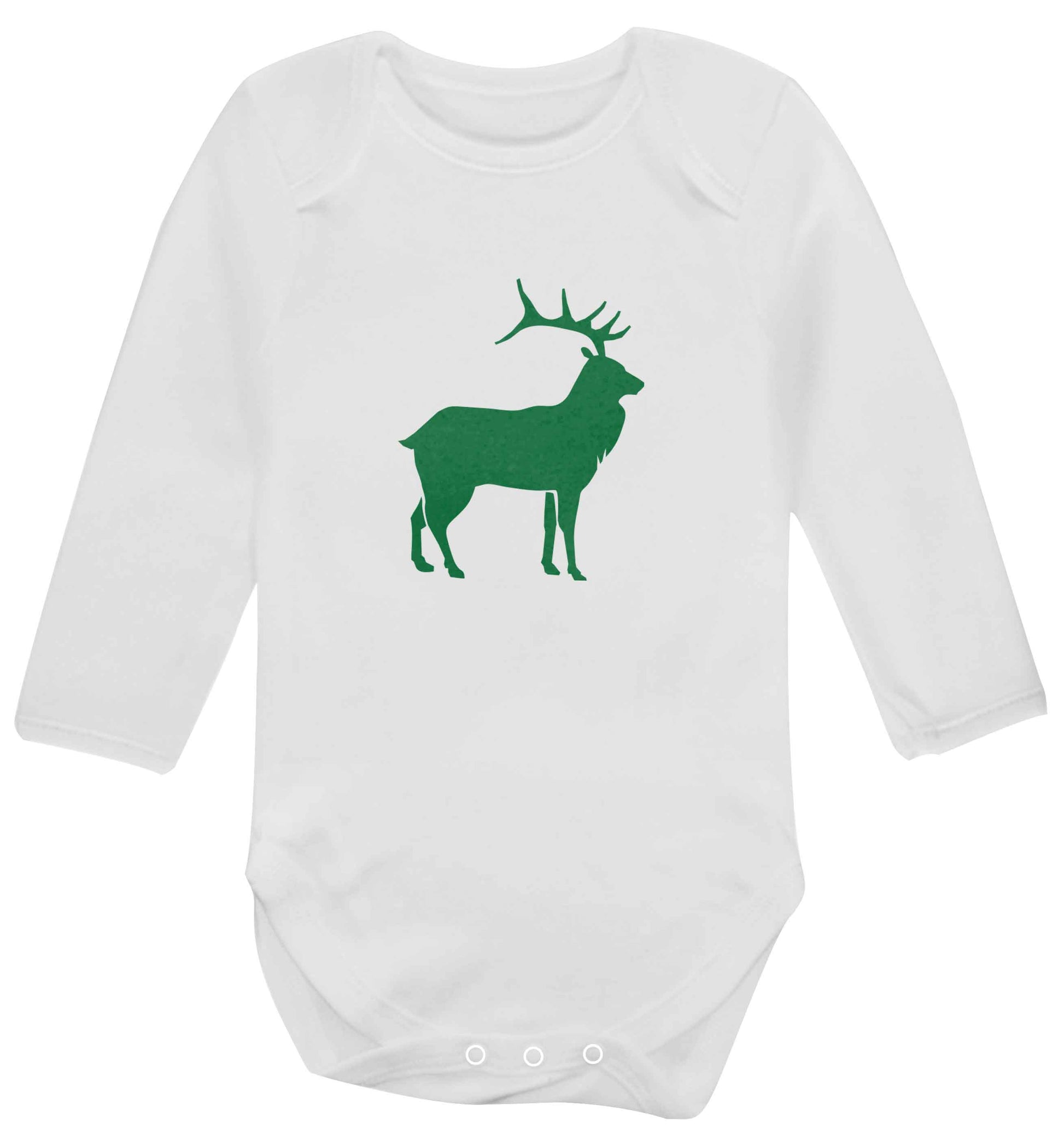 Green stag baby vest long sleeved white 6-12 months