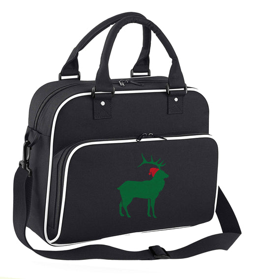 Green stag Santa children's dance bag black with white detail