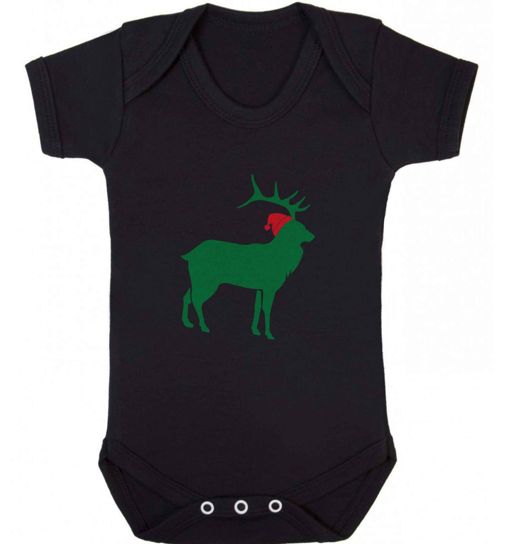 Green stag Santa baby vest black 18-24 months
