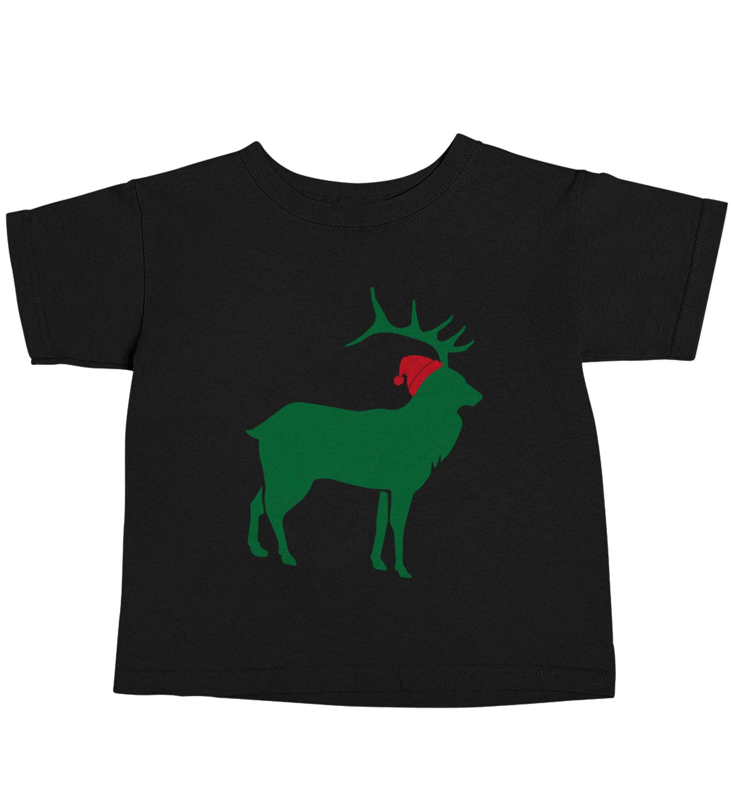 Green stag Santa Black baby toddler Tshirt 2 years