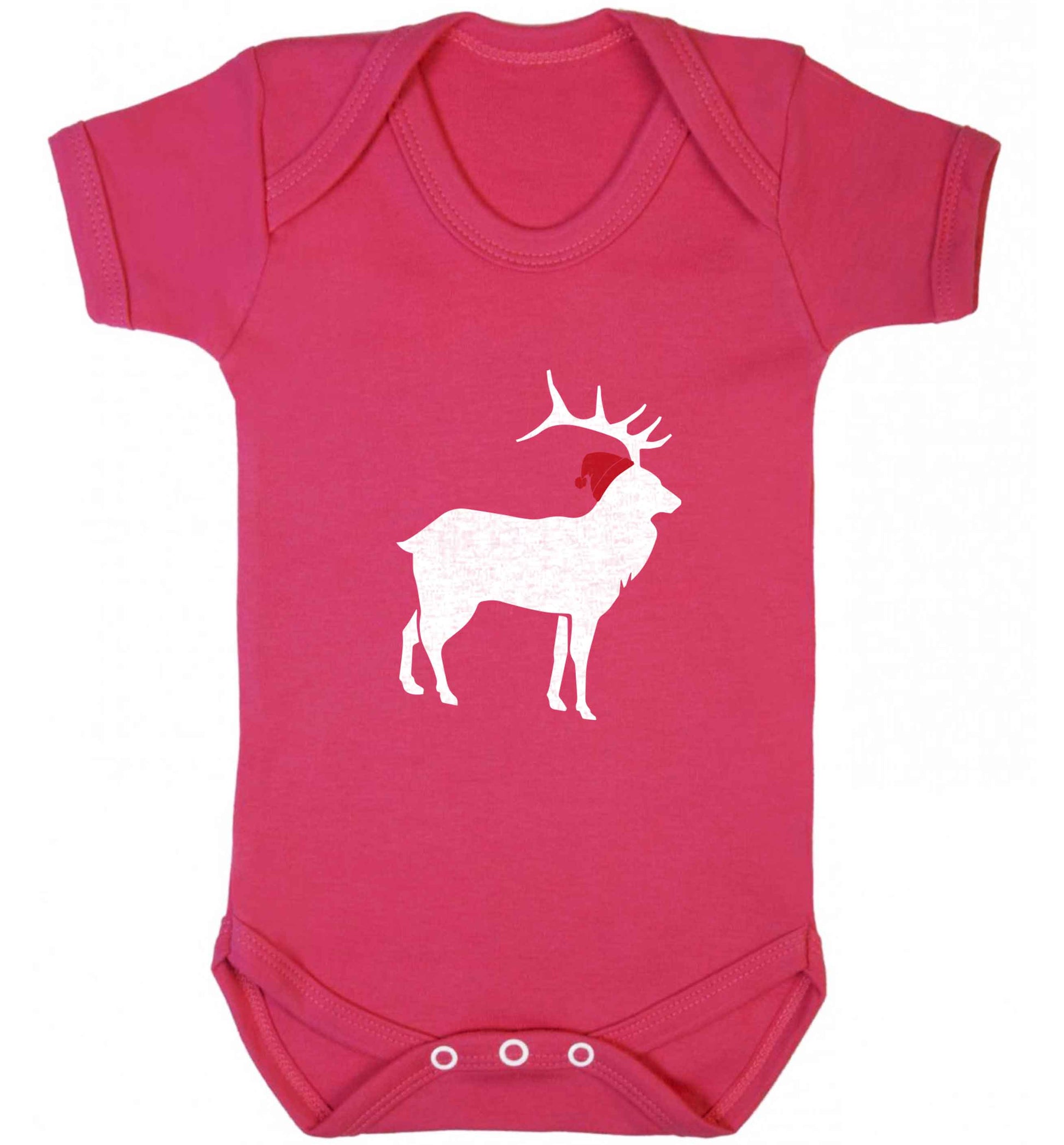Green stag Santa baby vest dark pink 18-24 months