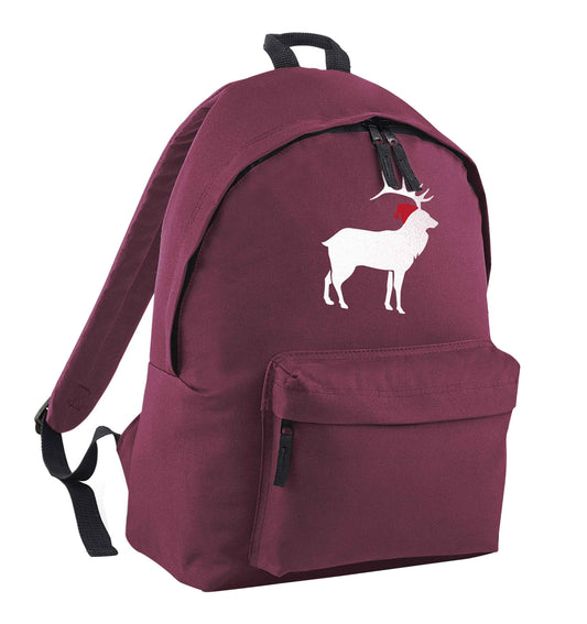 Green stag Santa maroon children's backpack
