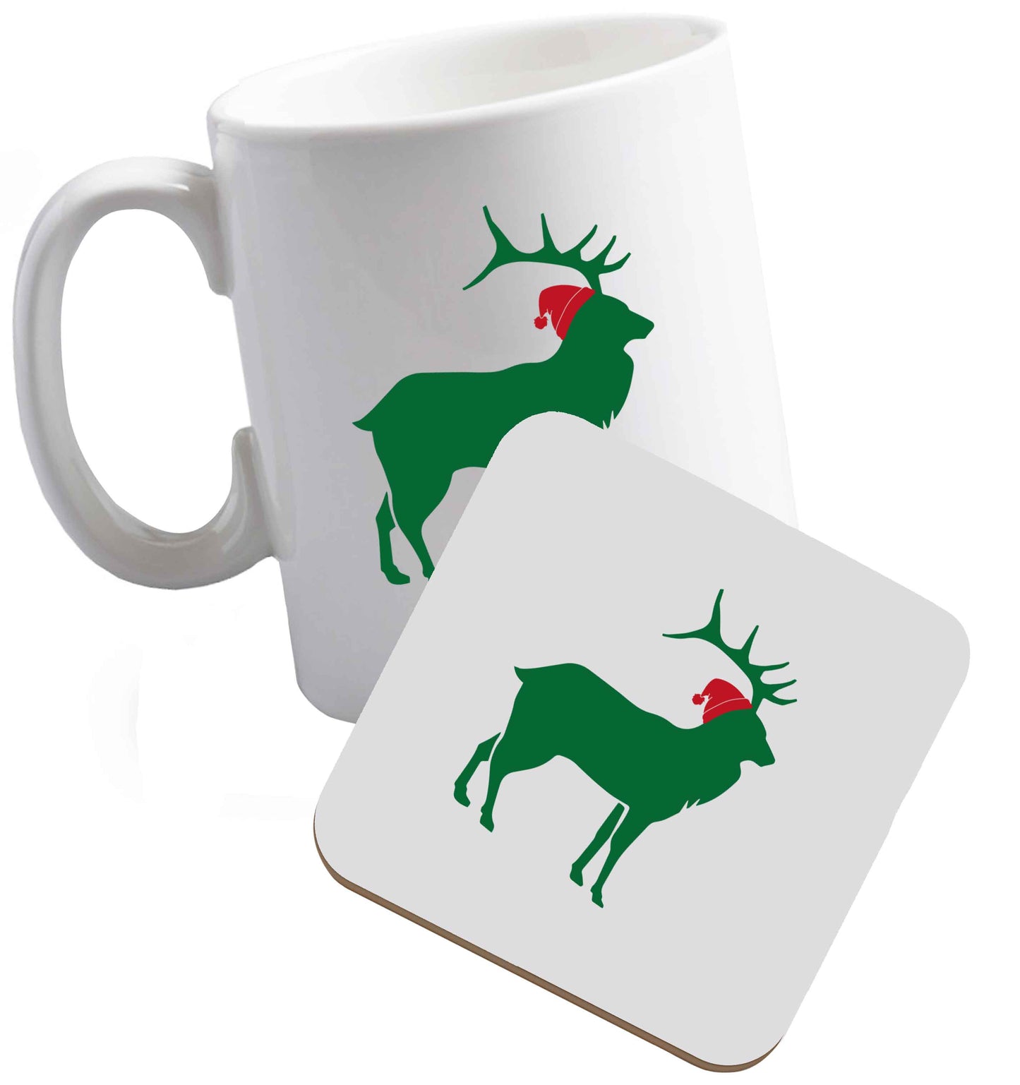 10 oz Tis The Season to Drink Whisky ceramic mug and coaster set right handed