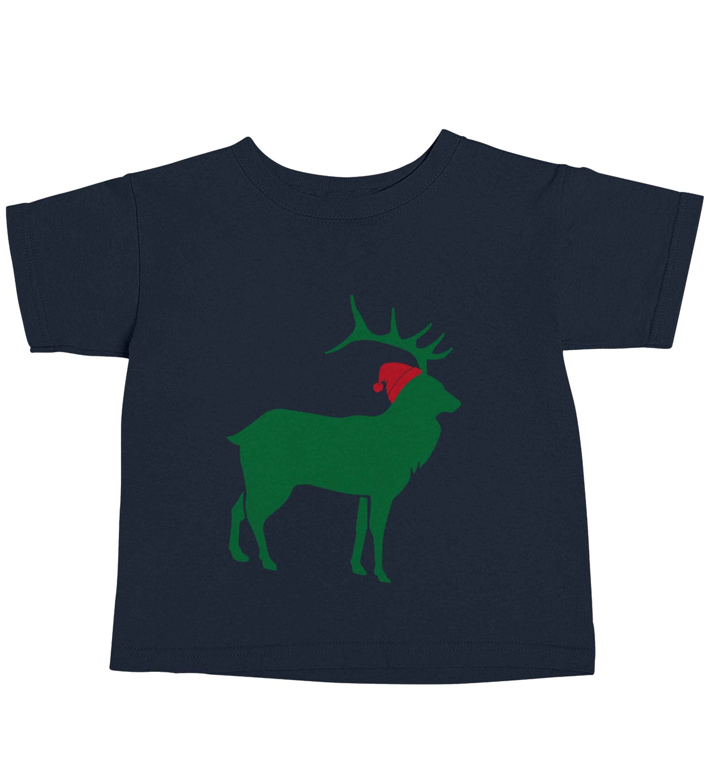 Green stag Santa navy baby toddler Tshirt 2 Years