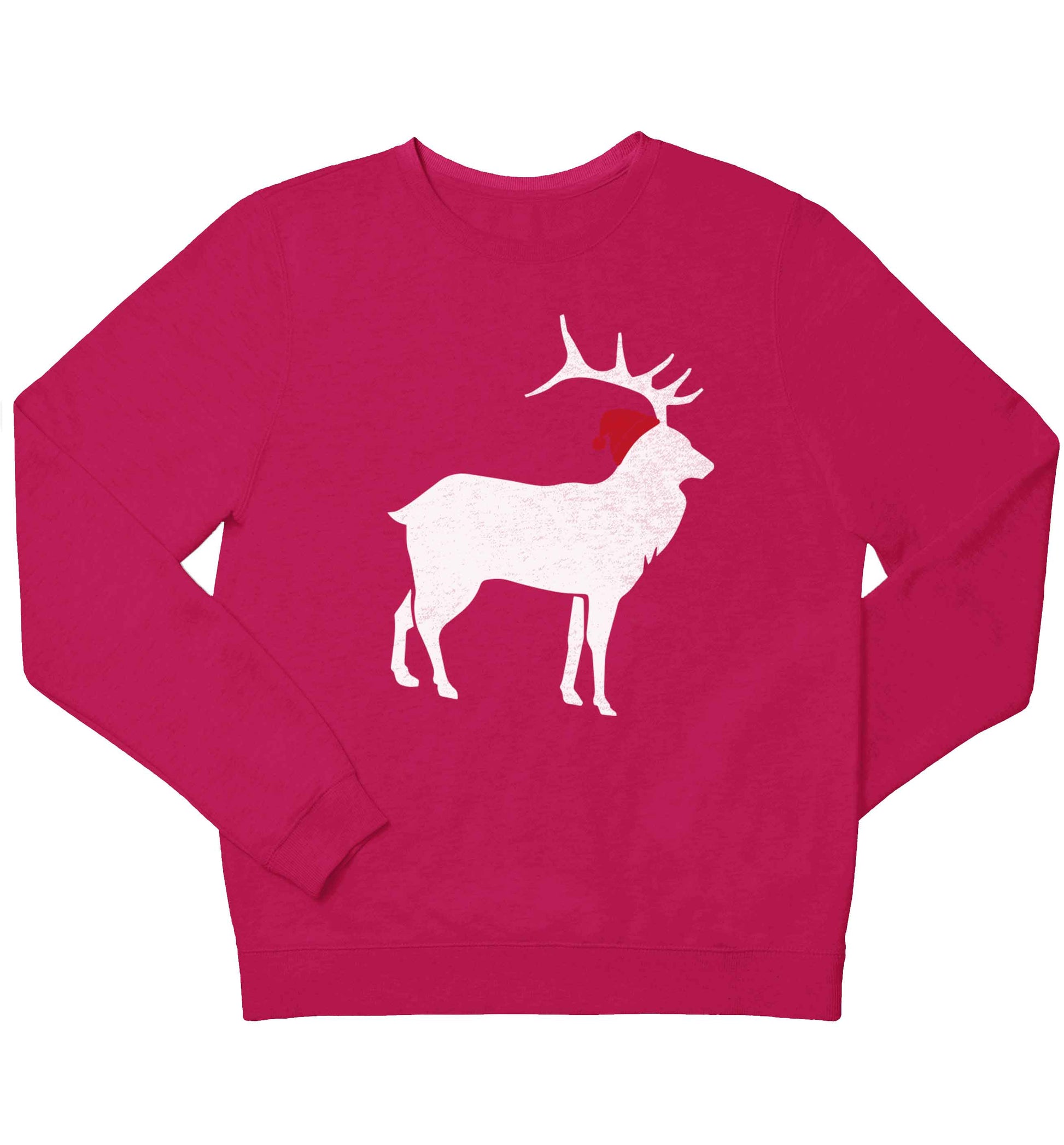 Green stag Santa children's pink sweater 12-13 Years