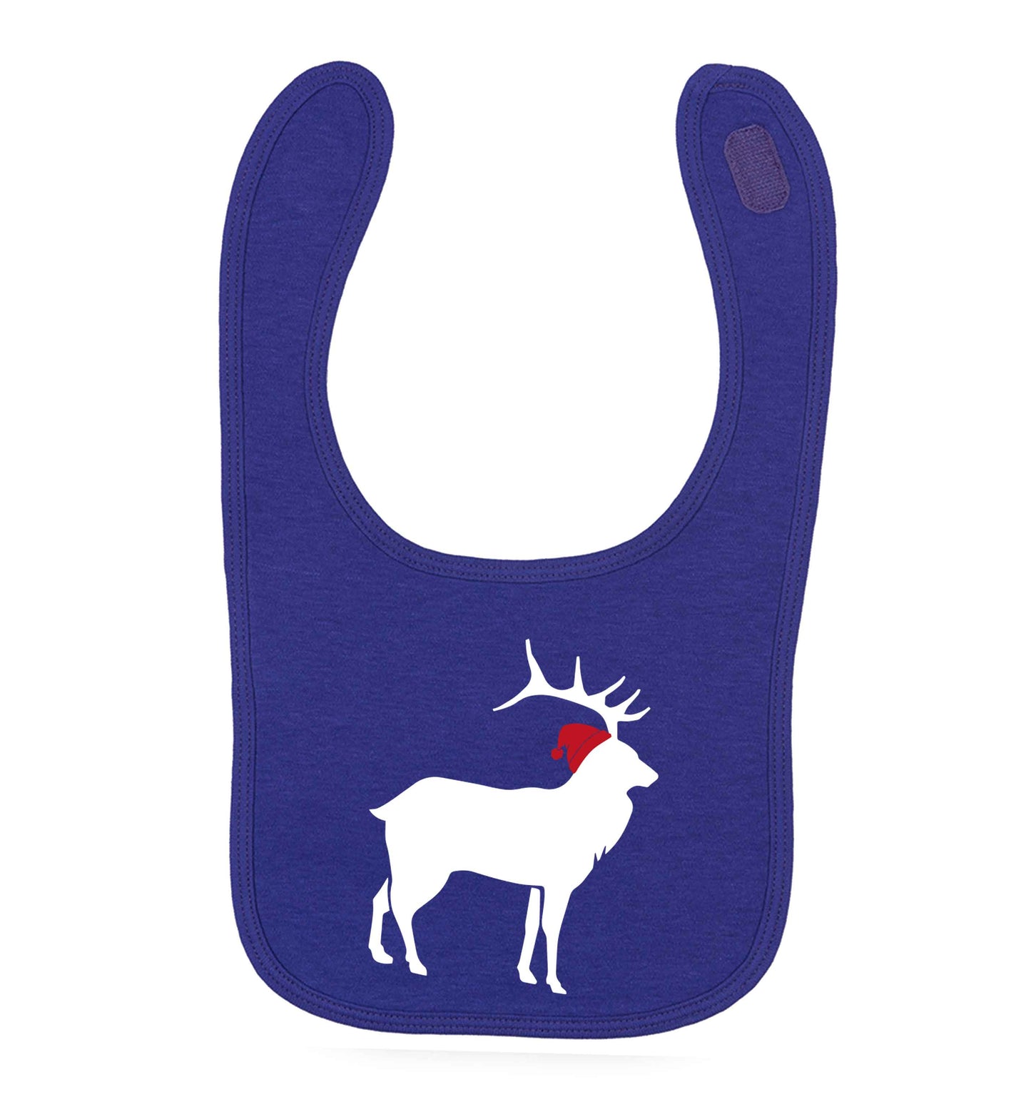 Green stag Santa purple baby bib