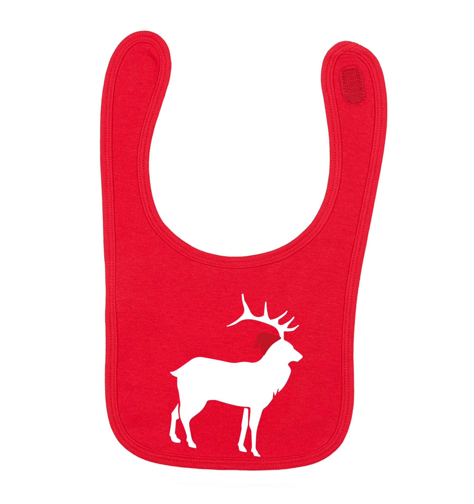 Green stag Santa red baby bib