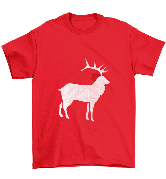 Green stag Santa Children's red Tshirt 12-13 Years
