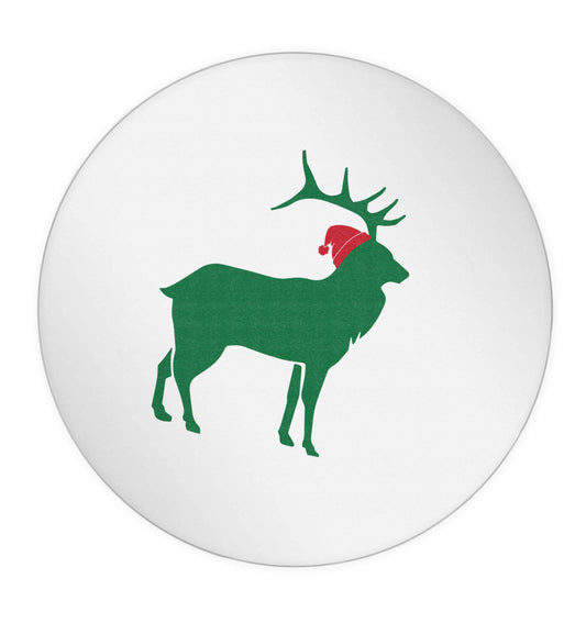 Green stag Santa 24 @ 45mm matt circle stickers