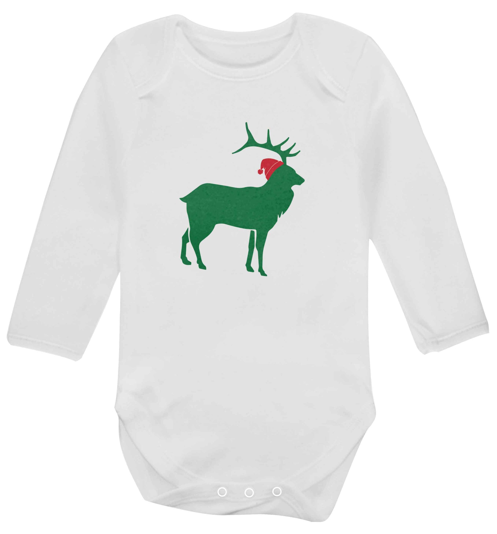 Green stag Santa baby vest long sleeved white 6-12 months