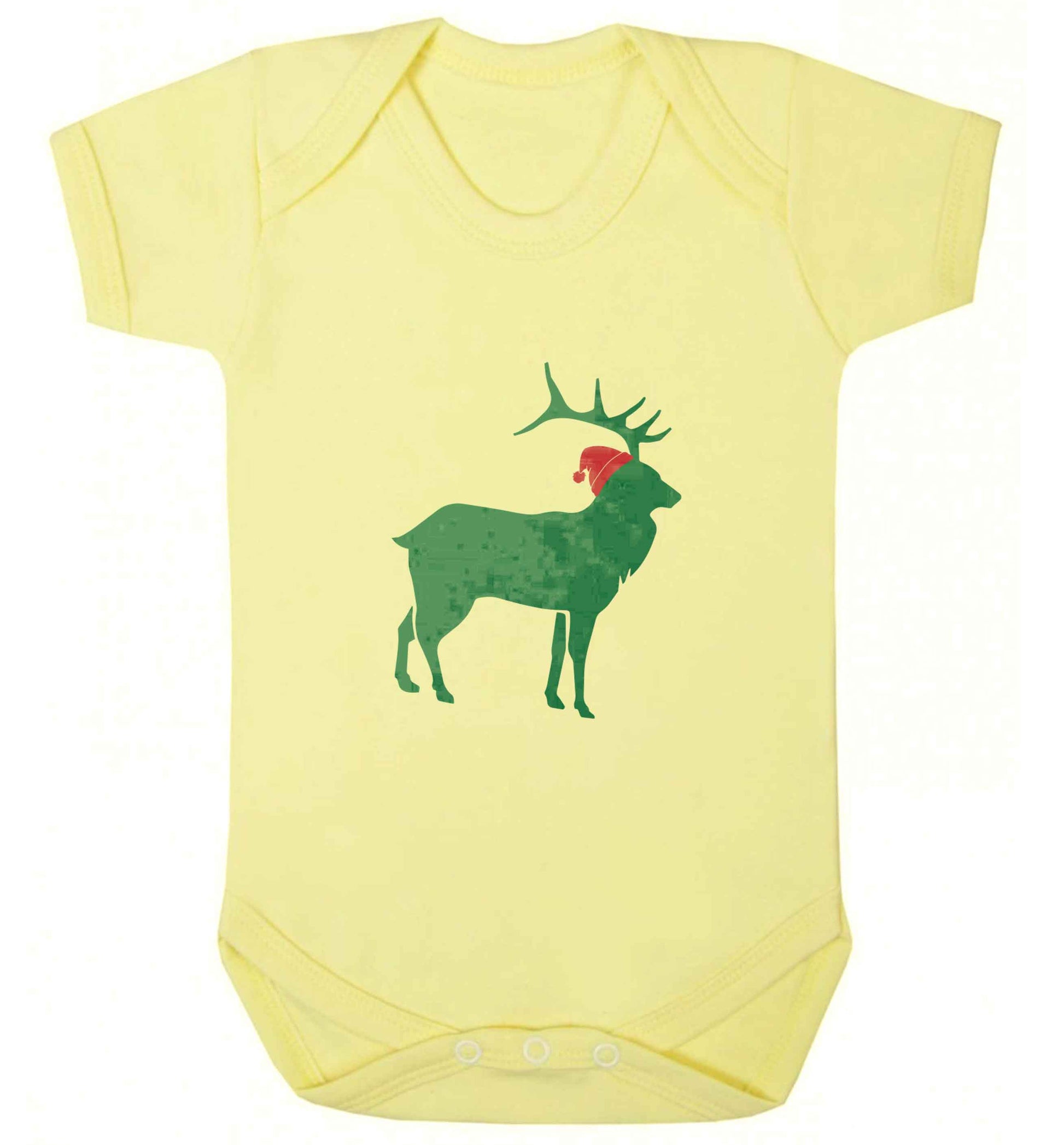Green stag Santa baby vest pale yellow 18-24 months