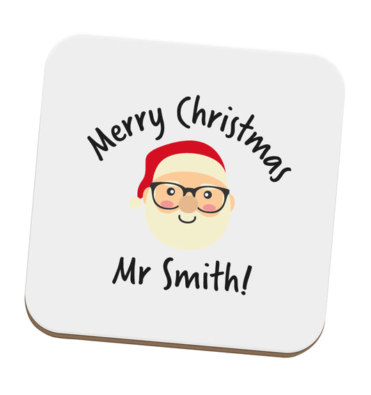 Personalised teacher merry Christmas Mr set of four coasters