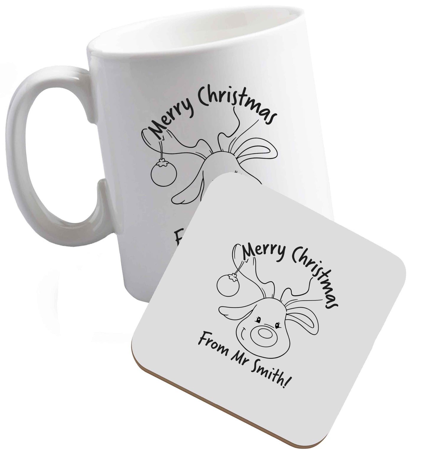10 oz Tis The Season to Drink Whisky ceramic mug and coaster set right handed