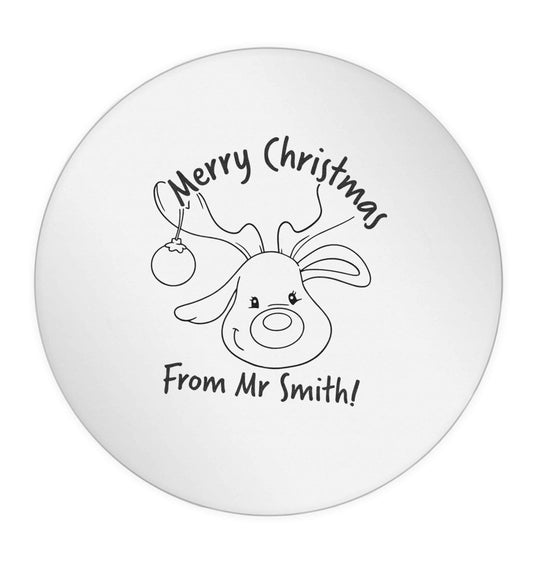 Personalised reindeer teacher merry Christmas from Mr 24 @ 45mm matt circle stickers