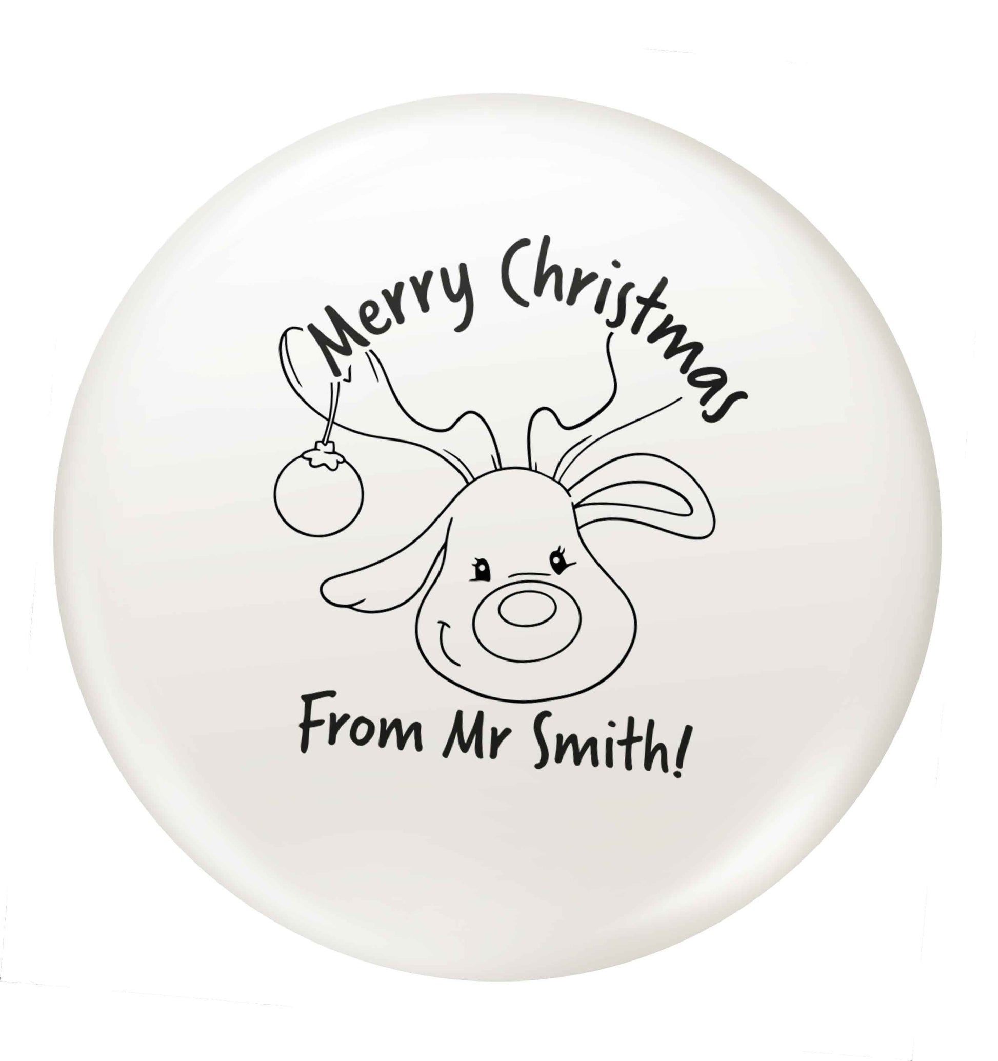 Personalised reindeer teacher merry Christmas from Mr small 25mm Pin badge