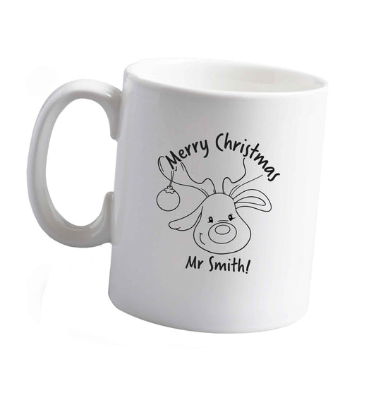 10 oz Personalised reindeer teacher merry Christmas ceramic mug right handed