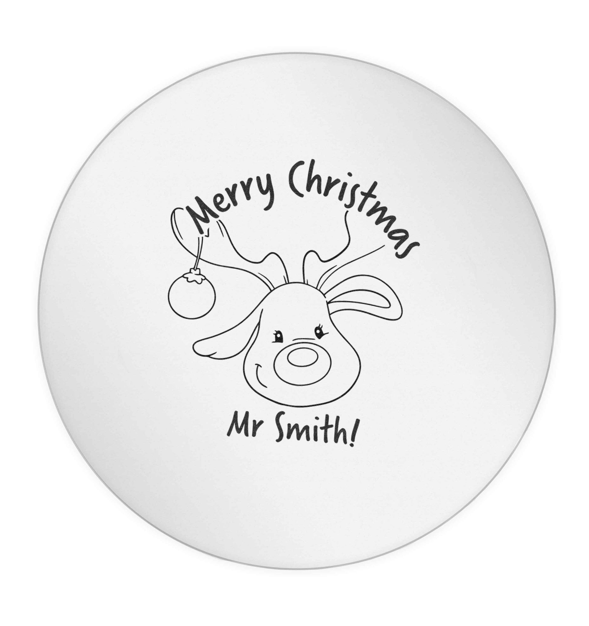 Personalised reindeer teacher merry Christmas 24 @ 45mm matt circle stickers